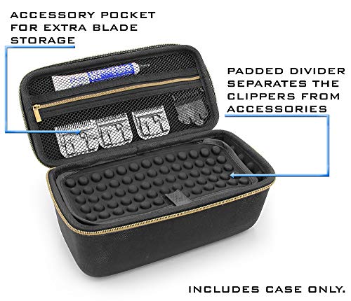 CASEMATIX Black Travel Case for Hair Clippers, Trimmers & Accessories – Holds 2 Corded/Wireless Clippers