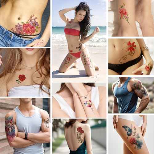 72 Sheets Temporary Tattoos Adult - 12 Sheets Half Arm Fake Tattoos, 60Sheets Tiny Small Tattoos Stickers Realistic, Including Butterflies, Flowers, and Animals Temporary Tattoos Adults and Women