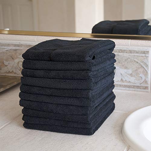 Eurow Microfiber Salon Towels 16x29 - 10 Pack Black