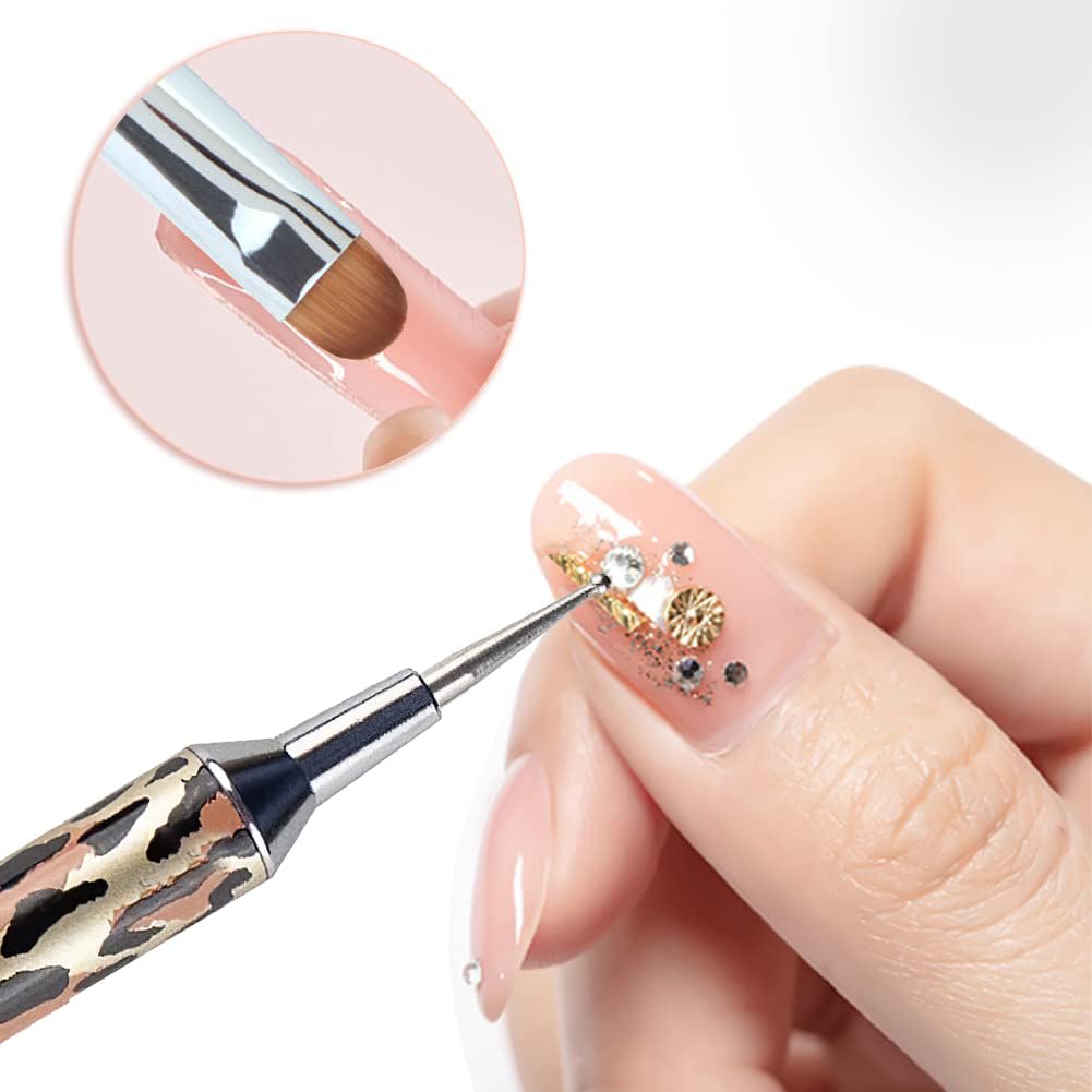 VONYA Kolinsky Acrylic French Tip Gel Nail Art Brush with Dotting Tool,For Professional Manicure Cuticle Clean up Nail Art Design. (Size12)