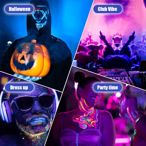 12 Pcs Glow in the Dark Face Body Painting, Glow Blacklight Face & Body Paint Makeup, Mardi Gras Halloween UV Crayon Kit Black Light Birthday Party Camouflage Party Supplies (12 color)