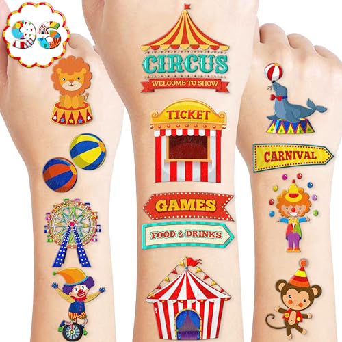 96 Pcs Carnival Temporary Tattoos - Waterproof Kids Party Favors