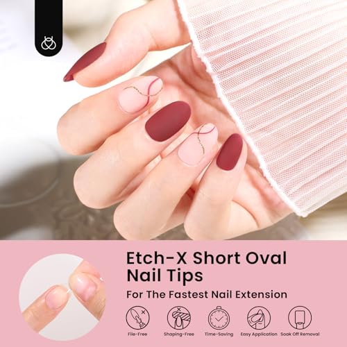 Beetles A- Oval S Short Gel Nail Tips 288Pcs – Pre-Shaped, Short Oval Fake Nails