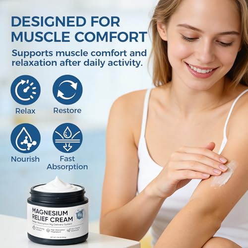 Magnesium Joint Relief Cream ? Deep Absorption Formula for Muscle & Joint Comfort ? Fast-Acting, Non-Greasy Body Lotion for Neck, Back & Legs, 1.76oz (1)