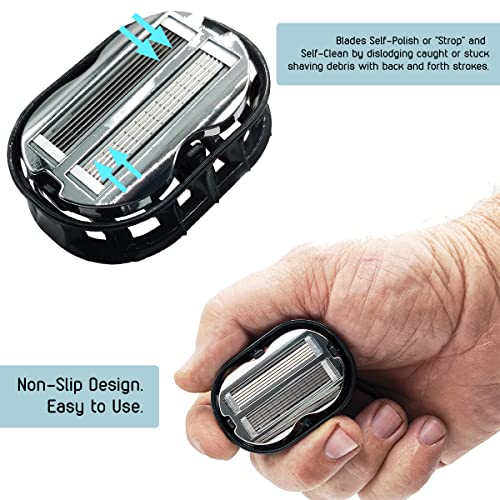Premium Omnishaver Kit - Fastest Way to Shave Head, Legs, Arms, Body | An alternative to Disposable Shaving Razors Self Cleans & Strops During Use with Shave Butter & Replacement Cartridges - Black