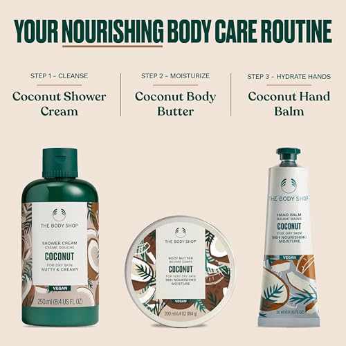 The Body Shop Coconut Shower Cream - Nutty and Creamy for Dry Skin - Vegan Body Wash, 8.4 Fl Oz