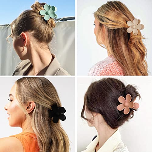 Flower Hair Claw Clips 8-Pack Large Strong Hold