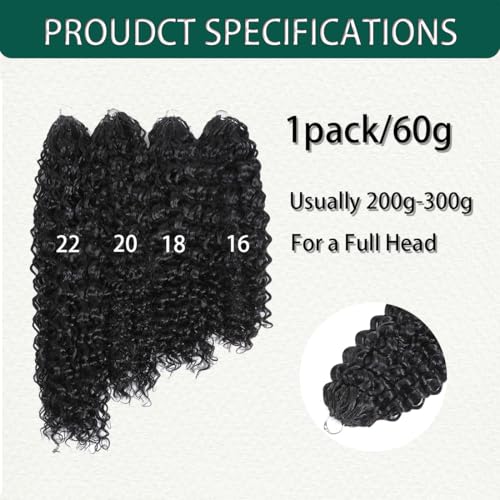 Deep Wave Human Hair Crochet Extensions - 16 Inch Knotless 60g