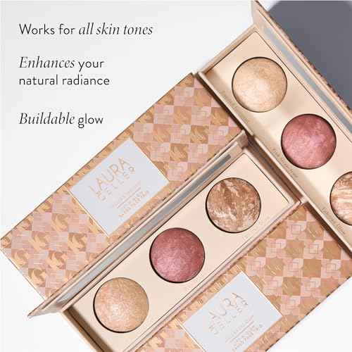 LAURA GELLER NEW YORK Geller's Greatest Lift-n-Glow Baked Trio Palette - Highlighter, Blush, Bronzer - All Skin Tones