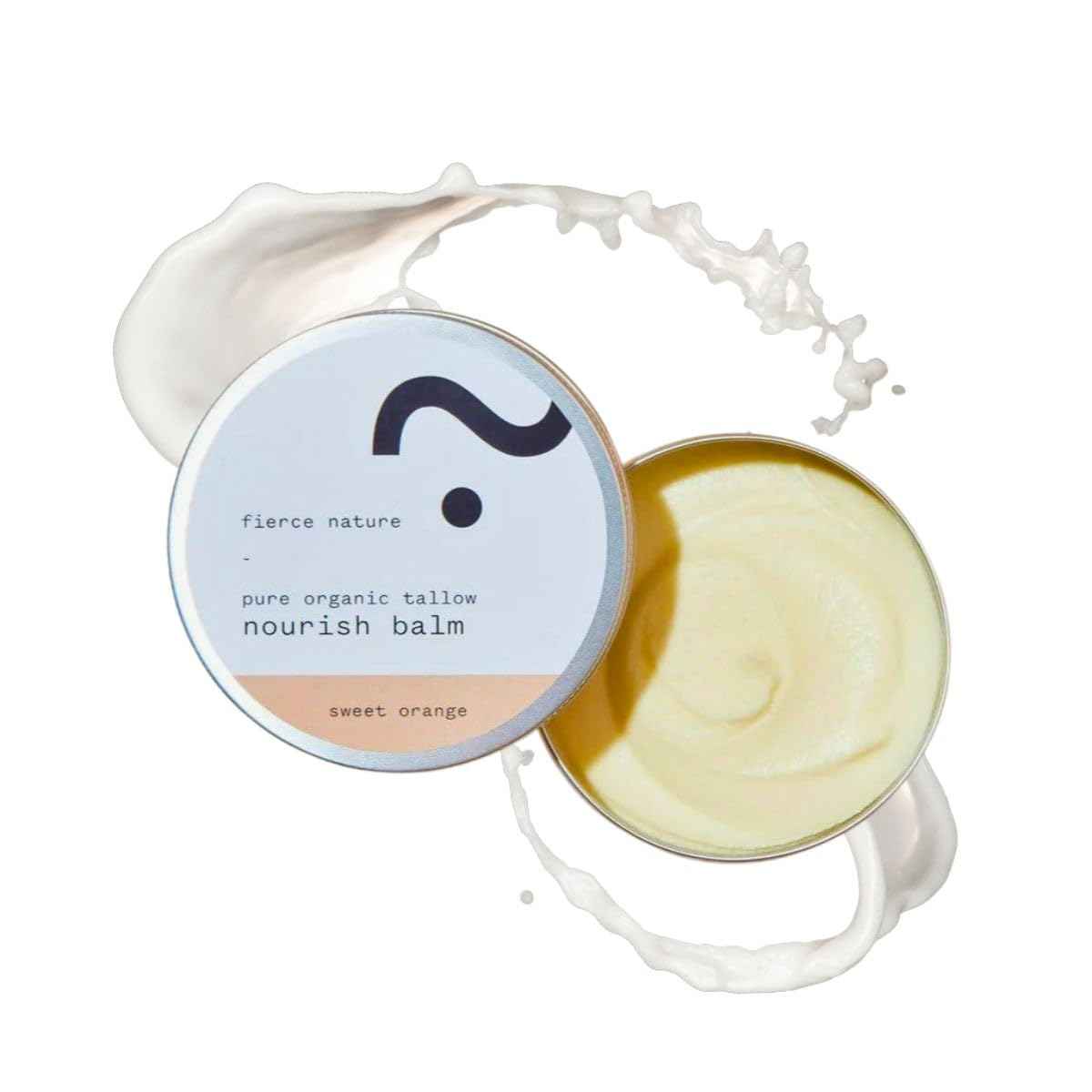 fierce nature Pure Nourish Tallow Balm | Organic, Vitamin-Rich Nourishing Body & Face Moisturizer | Natural, Essential Oil Free Skincare | (100g, Sweet Orange)