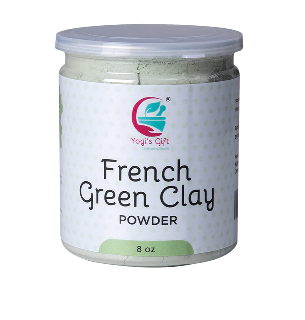 French Green Clay Powder 8 oz | Deep Facial Cleanser | For Skin Softening and Face Care | Natural Detoxifies Body | Argile Verte | Montmorillonite Clay | Illite Green Clay