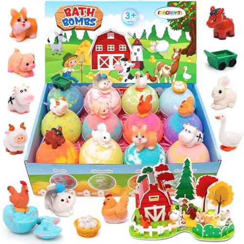 Bath Bombs for Kids with Surprise Inside for Girls Boys Toddlers Kids Bath Bombs Set with Toys Inside Safe Handmade Bubble Bath Fizzy Bath Bomb for Christmas
