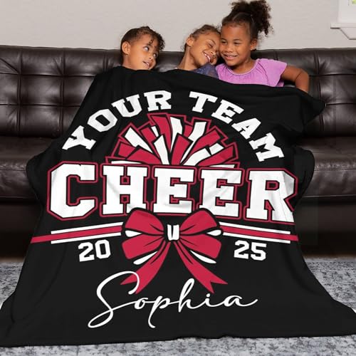 Personalized Cheerleader Blanket with Name - Soft Flannel Throw