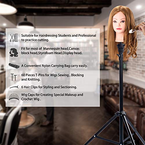 Klvied Adjustable Wig Stand Tripod 34-51 Inches with Accessories