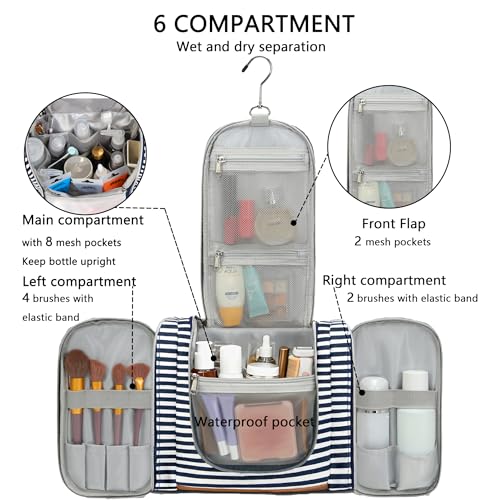 Hanging Travel Toiletry Bag with 10 Mesh Pockets