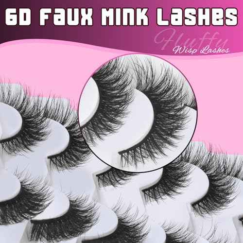 Veleasha Eyelashes Fluffy and Lightweight Fake Eyelashes Natural Look Wispy Faux Mink Lashes 7 Pairs Pack 100% Handmade Luxury Cat Eye Lashes (614)