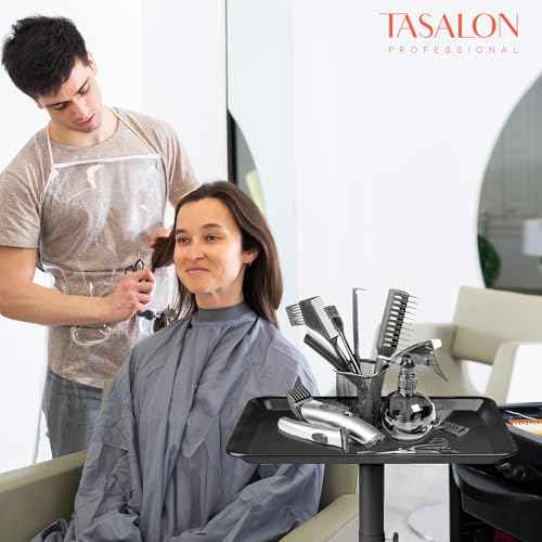 TASALON Salon Tray on Wheels Adjustable Salon Service Rolling Tray Hairstylist for Dental, Hairdresser Cart with Wheels Aluminum Rolling for Hairstylist, Sap, Medical