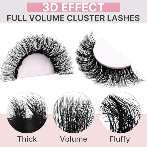 Fluffy Lash Extension Kit 182Pcs Cluster Lashes 10-18mm
