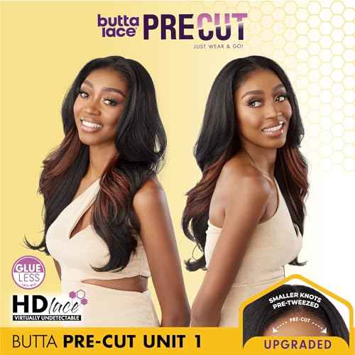Sensationnel Butta Lace Precut Wigs - Unit 1 Glueless Extra Wide 5 Inch Deep Parting Synthetic Pre Tweezed Smaller Knot Hairline (SH/HONEY)