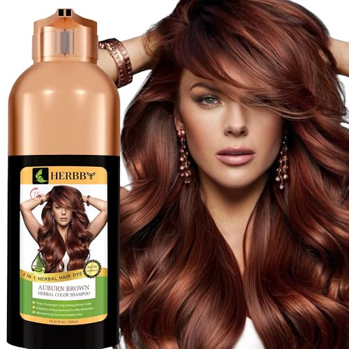 HERBBY Auburn Brown Hair Color Shampoo for Gray Coverage