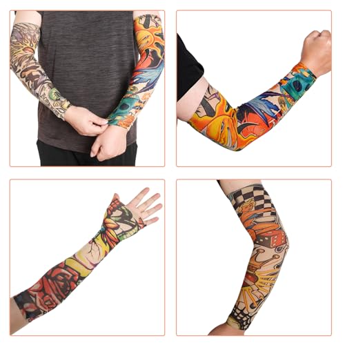 HOVEOX 18Pcs Temporary Tattoo Arm Sleeves for Men