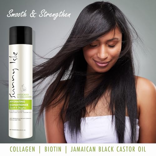 Sunny Isle Avocado & Collagen Hydrating Conditioner 10.1oz | Biotin, Collagen, Jamaican Black Castor Oil Infused | Anti-Breakage Growth Formula | Smooths, Strengthens