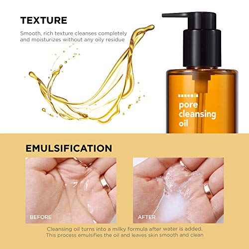 Hanskin AHA Pore Cleansing Oil for Dry Skin, Exfoliating, Waterproof Makeup Sebum Remover Facial Oil Cleanser for Face, Moisturizing for Soft Skin, Korean Skincare [AHA/10.14 oz.]