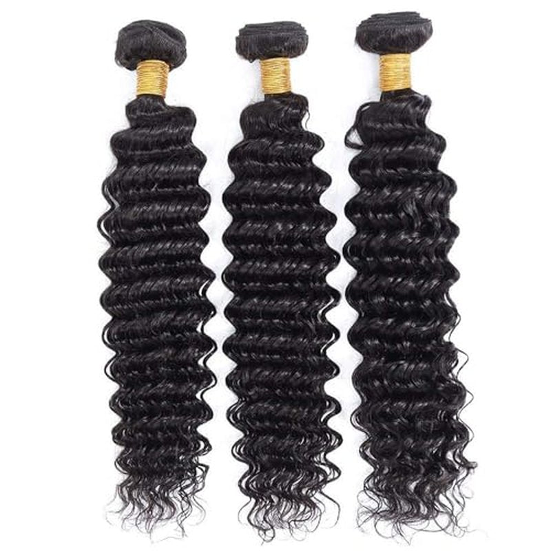 #1B Deep Wave Human Hair Bundles, 3 Pack, 26 Inch