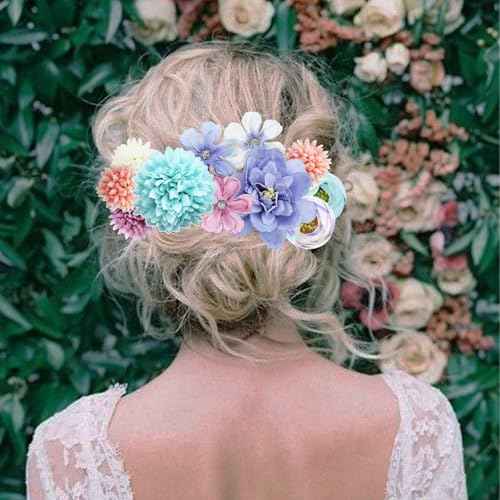 23 PCS Flower Hair Clip for Women Pink Purple Floral Hair Barrettes for Girls Rose Bride Barre Hair Accessories for Wedding