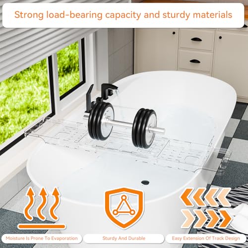 Expandable Bathtub Caddy Tray, Clear Acrylic Bath Shelf with Phone & iPad Holder
