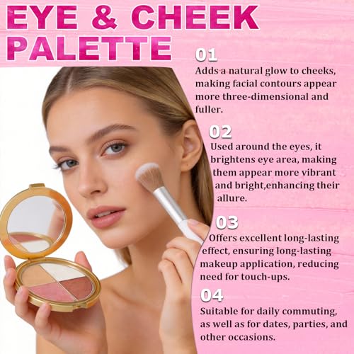 4-in-1 Blush Highlighter Eyeshadow Palette with Brush