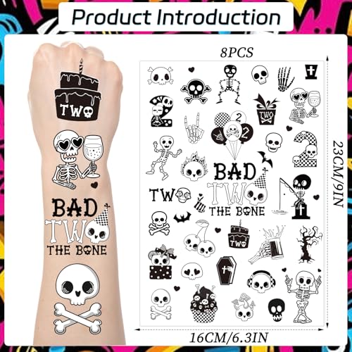 Bad Two the Bone Temporary Tattoo Stickers - 200+ Skull Designs