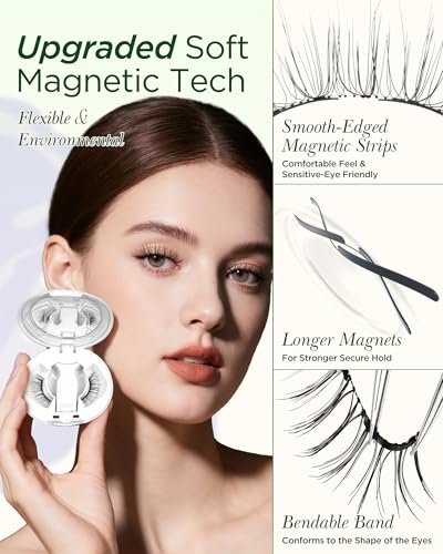 BEYELIAN Magnetic Eyelashes with Applicator - Reusable & Natural Look