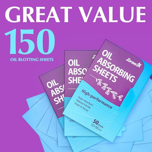 Premium Oil Absorbing Sheets for Face - 3 pack (150 sheets) - Makeup Friendly Oil Blotting Sheets for Face - Blotting Papers for Face with Oily Skin