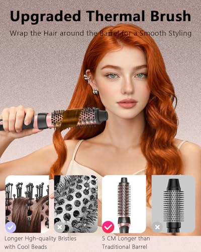 Aduarjo 5-in-1 Ceramic Curling Wand & Brush Set for Beach Waves
