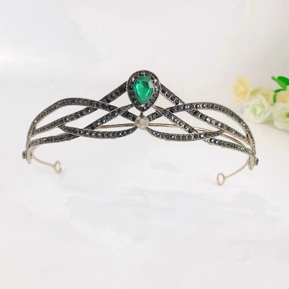 Rhinestone Kids Girl Tiara Bridal Prom Crown Headband for Wedding Prom Bridal Party Halloween Christmas Gifts (Green)