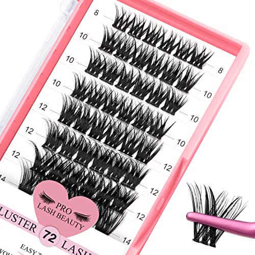 Lash Clusters, 72 Pcs Colored Individual Cluster Lashes DIY Lash Extension 18mm Eyelash Clusters Volume Wispy Lashes Super Thin Band Reusable Soft & Comfortable(Natural-D-18mm)