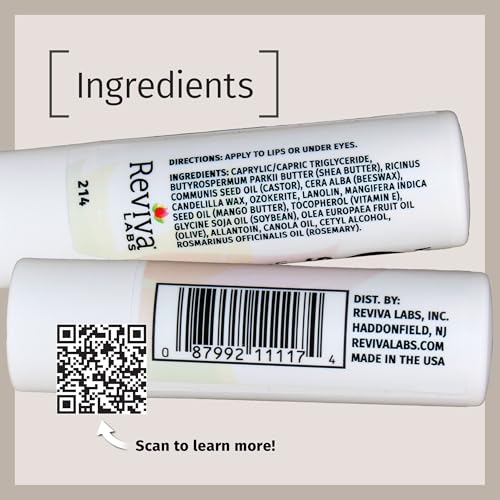 Reviva Labs Vitamin E Stick - Hydrating Lip Balm for Chapped Lips & Under Eye Care - Moisturizing with Beeswax, Shea Butter & Allantoin - Vitamin E Lip Balm for Men & Women (Pack of 12)