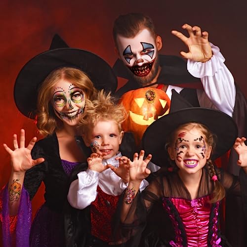 50 PCS Halloween Face Tattoos - Scary Horror & Costume Stickers