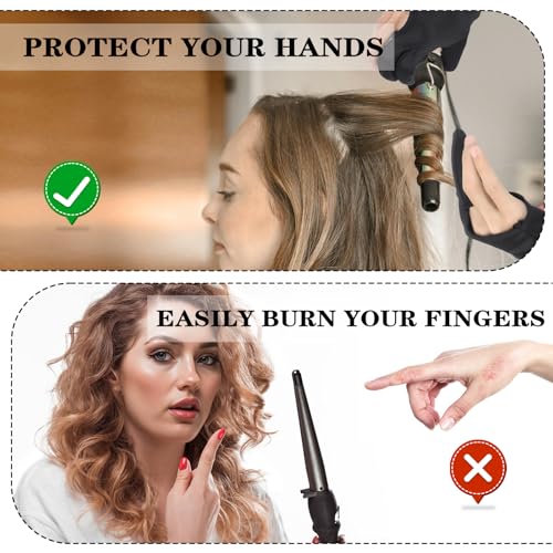 Heat Resistant Hair Styling Gloves - 3 Finger Cotton Mittens