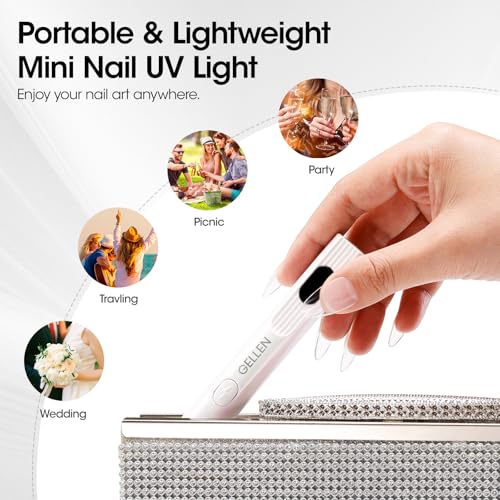 Gellen Mini UV Nail Lamp - Cordless Rechargeable with 3 Timers