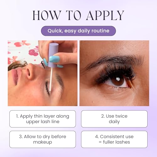 LivBay Thicky Thick Lash Growth Serum, Eyelash Growth Serum with Peptides & Botanicals, Lash Booster for Longer, Fuller & Thicker Lashes, Compatible with Extensions, 5ml