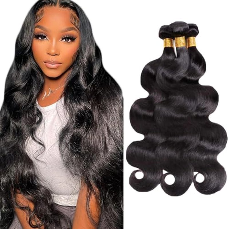 FuivJuix #1B Body Wave Human Hair Bundles - 16-20 Inch, 3 Pack