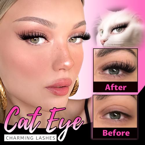 Veleasha Cat Eye Lashes 5 Pairs - Faux Mink False Eyelashes