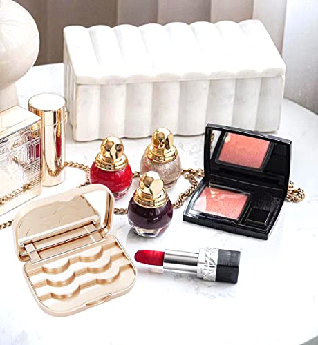 Eyelash Storage Case with Mirror and Tweezers - Gold