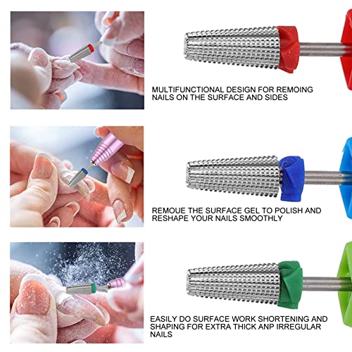 3pcs Pack Nail Drill Bit, Tungsten Steel Nail for Gel Remover,Nail Cuticle Clean Manicure Pedicure Safety Tools Home Salon Use, 2.35mm 0.09in Shank Diameter