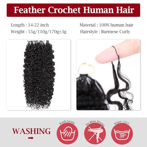 Miracle Invisible Knots Feather Human Crochet Hair 14" 55g