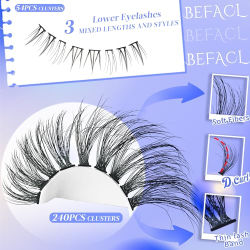Fluffy D Curl Lash Clusters & Bottom Lashes 294pcs Mix