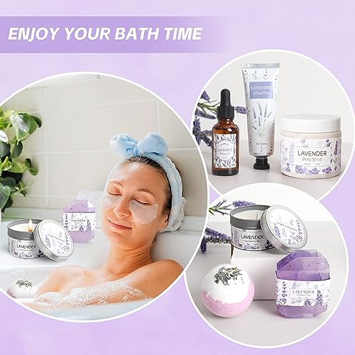 Lavender Spa Gift Set - 11 Piece Bath & Body Care Kit for Women