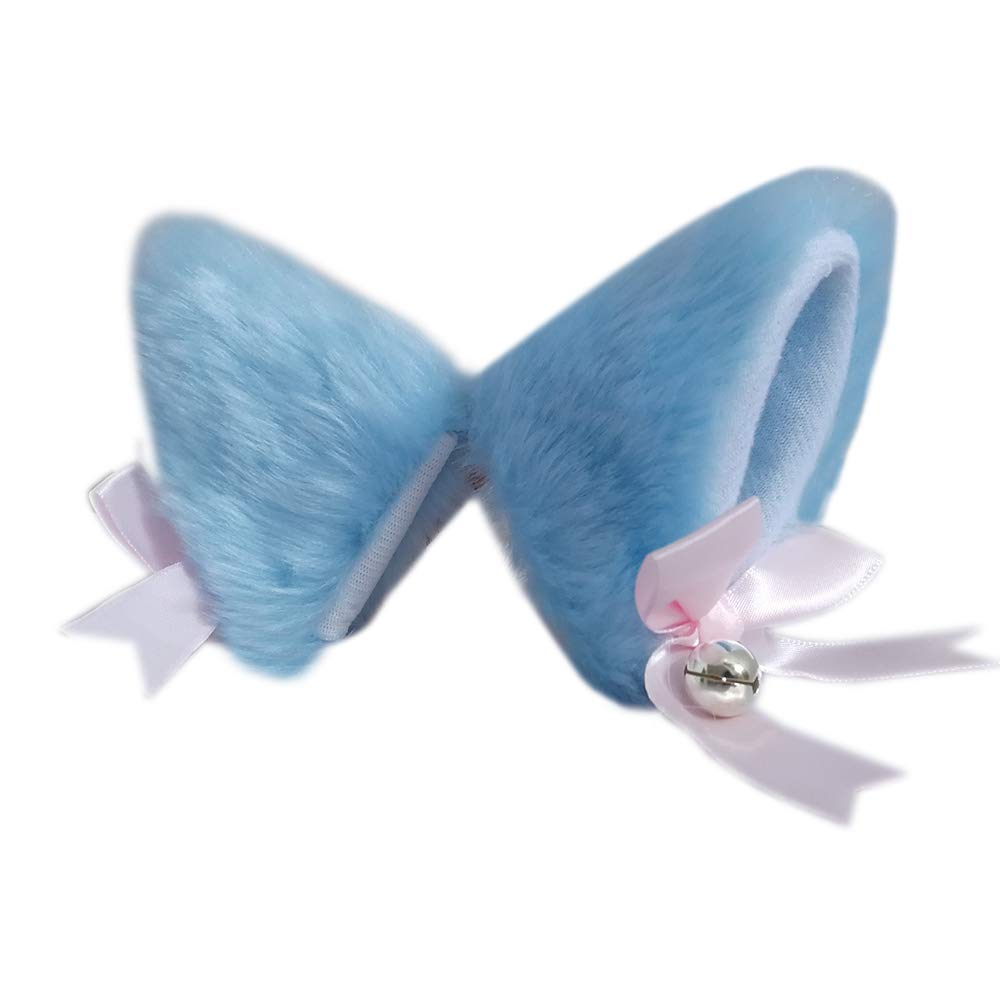 Sheicon Cat Ears with Bell Furry Neko Ears Headband Hair Clip Headwear Anime Cosplay For Halloween Costume Color Blue